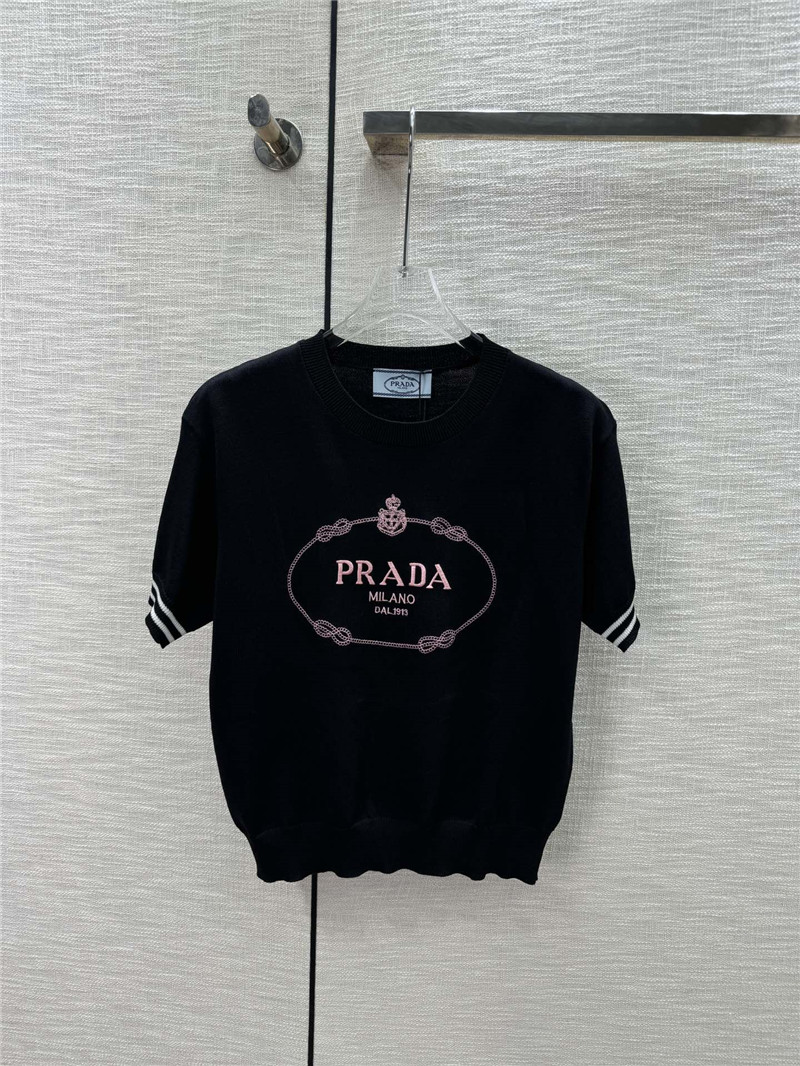 Pra*a round neck knitted short sleeve replica d&g clothing