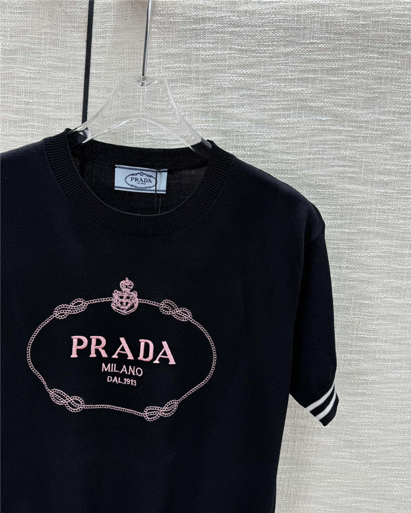 Pra*a round neck knitted short sleeve replica d&g clothing