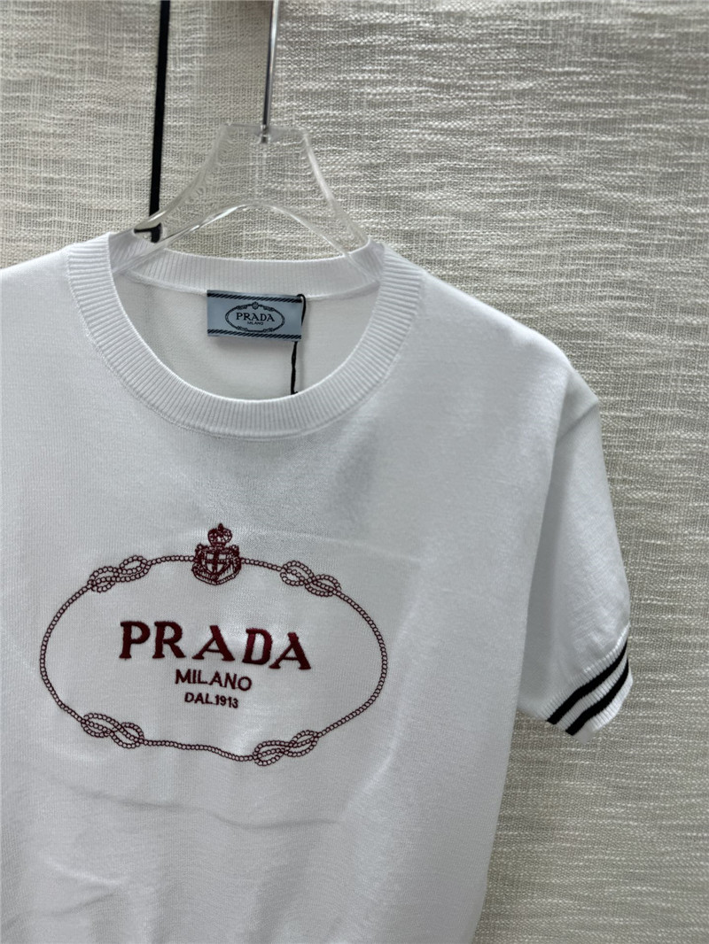 Pra*a round neck knitted short sleeve replica d&g clothing