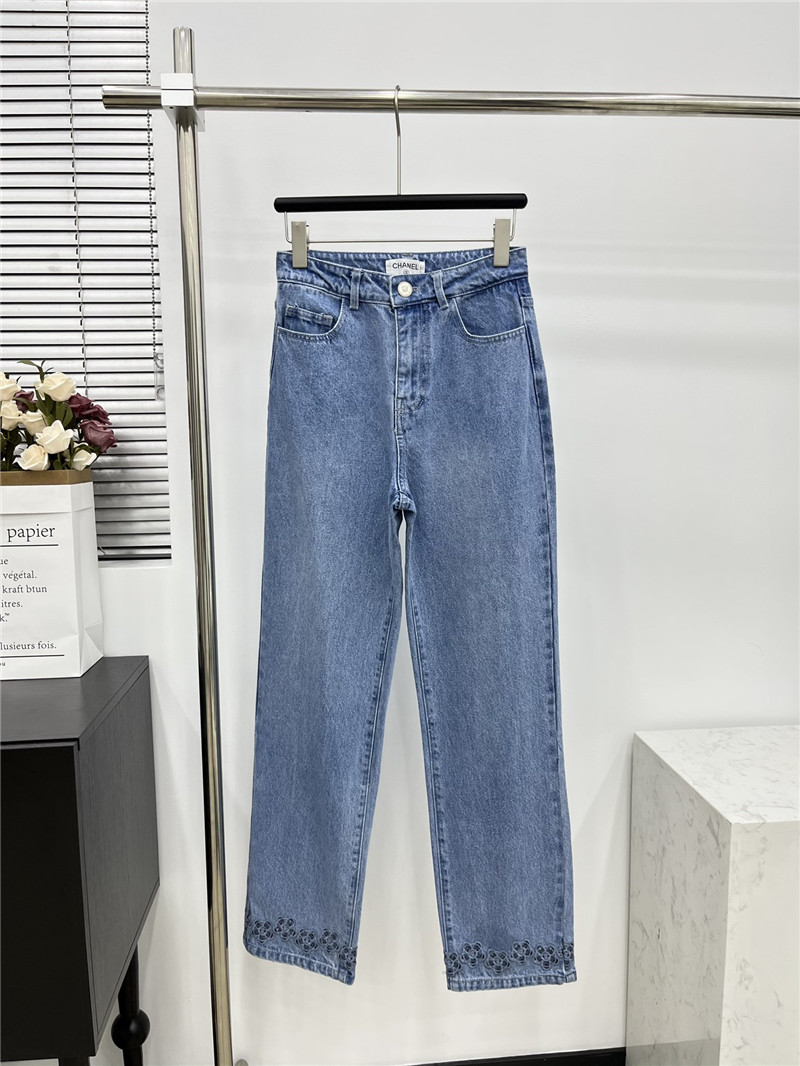 Ch**el hollow camellia jeans replica clothing sites