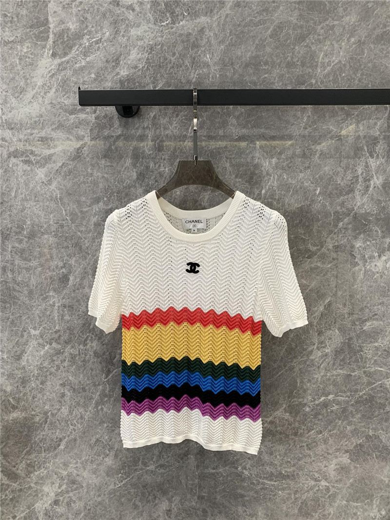 Ch**el dopamine striped knitted t-shirt