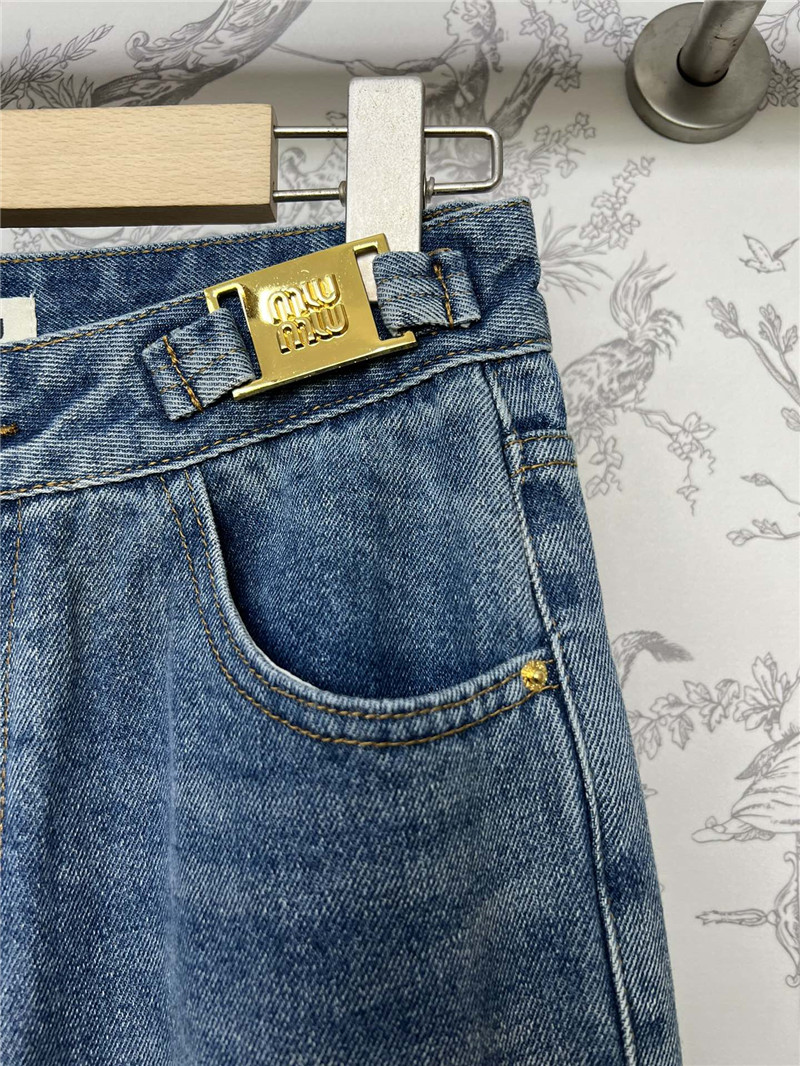 M1um1u high waist denim straight pants replica clothing sites