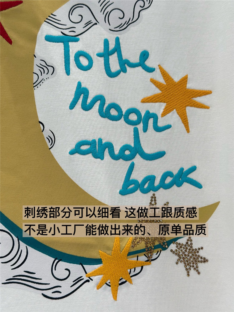 Vanitoo moon embroidery printed T-shirt replica clothes