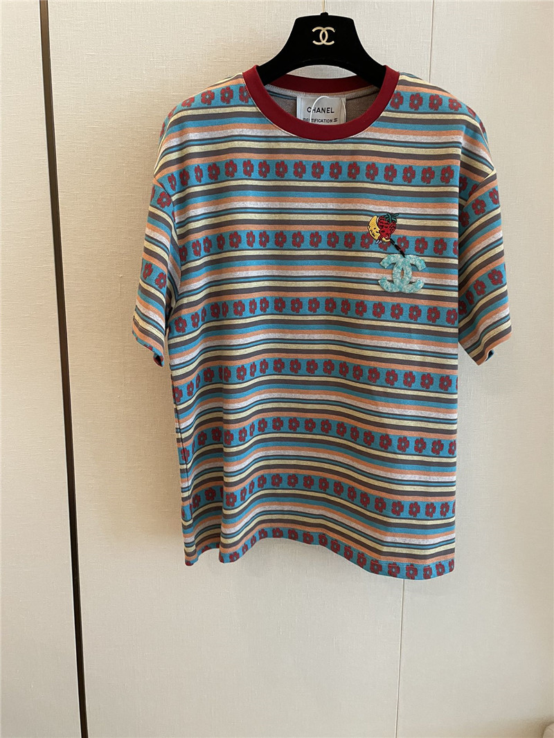 Ch**el new striped short sleeve replica clothes