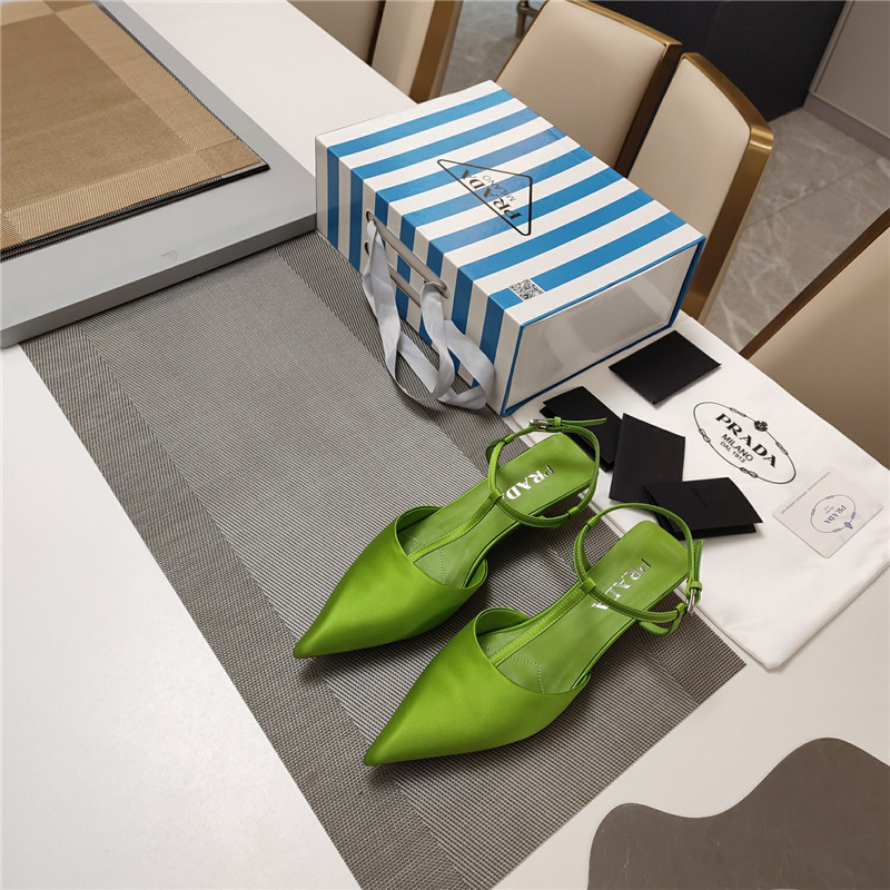 Pra*a leather slingback pumps in green