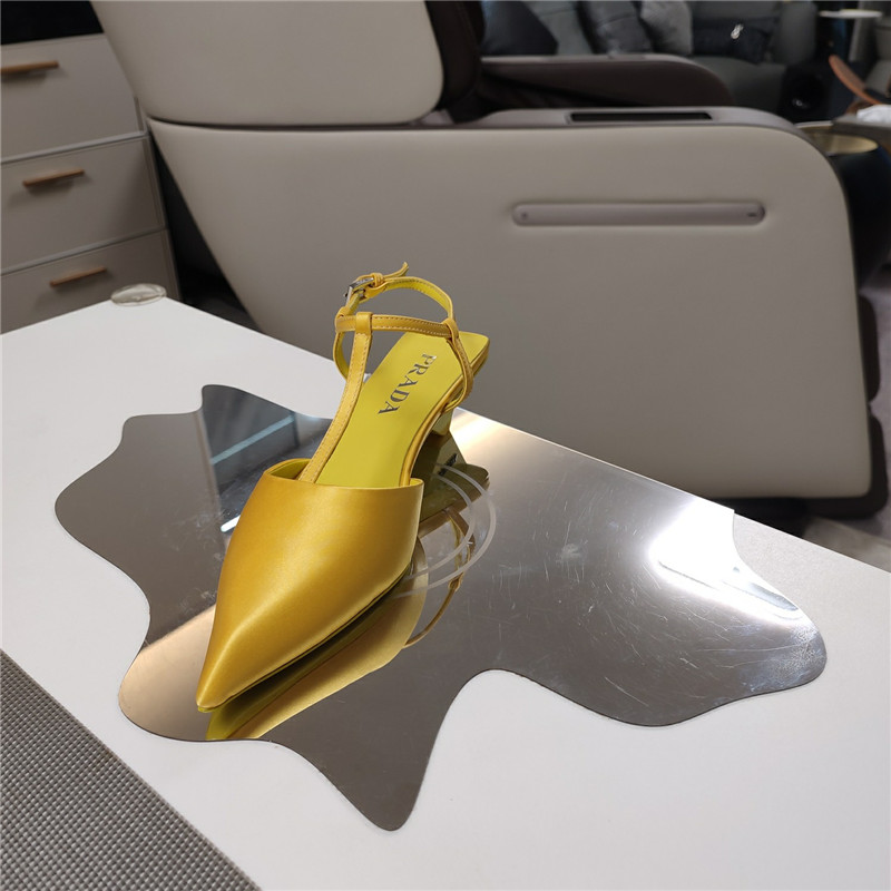 Pra*a leather slingback pumps in yellow