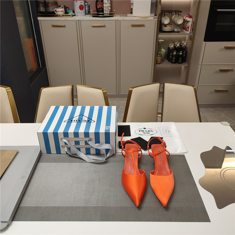 Pra*a leather slingback pumps in orange