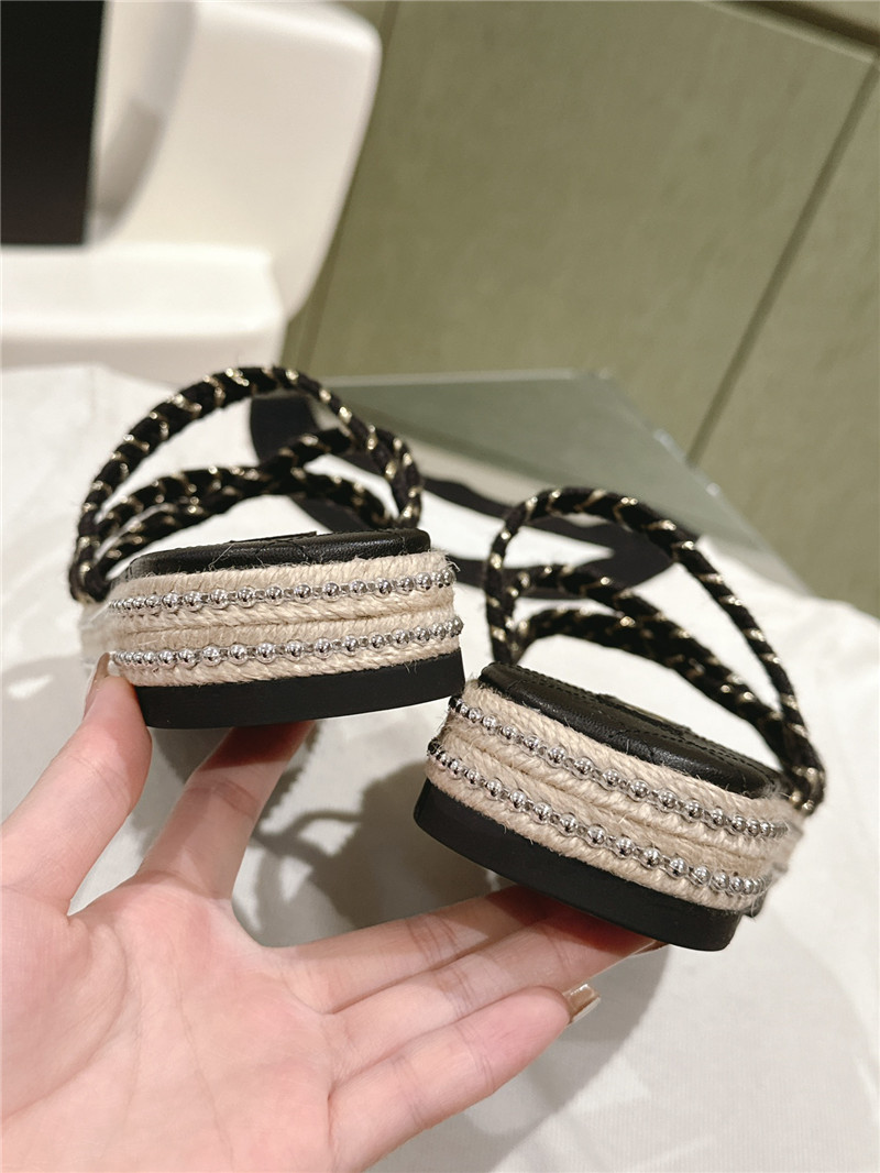 Ch**el logo espadrilles black slides