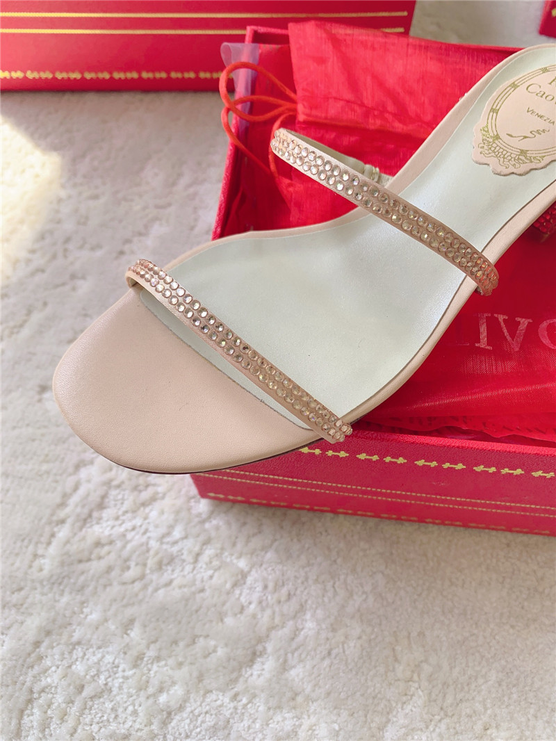 Rene Caovilla Cleo 45 Embellished Satin Sandals in Gold