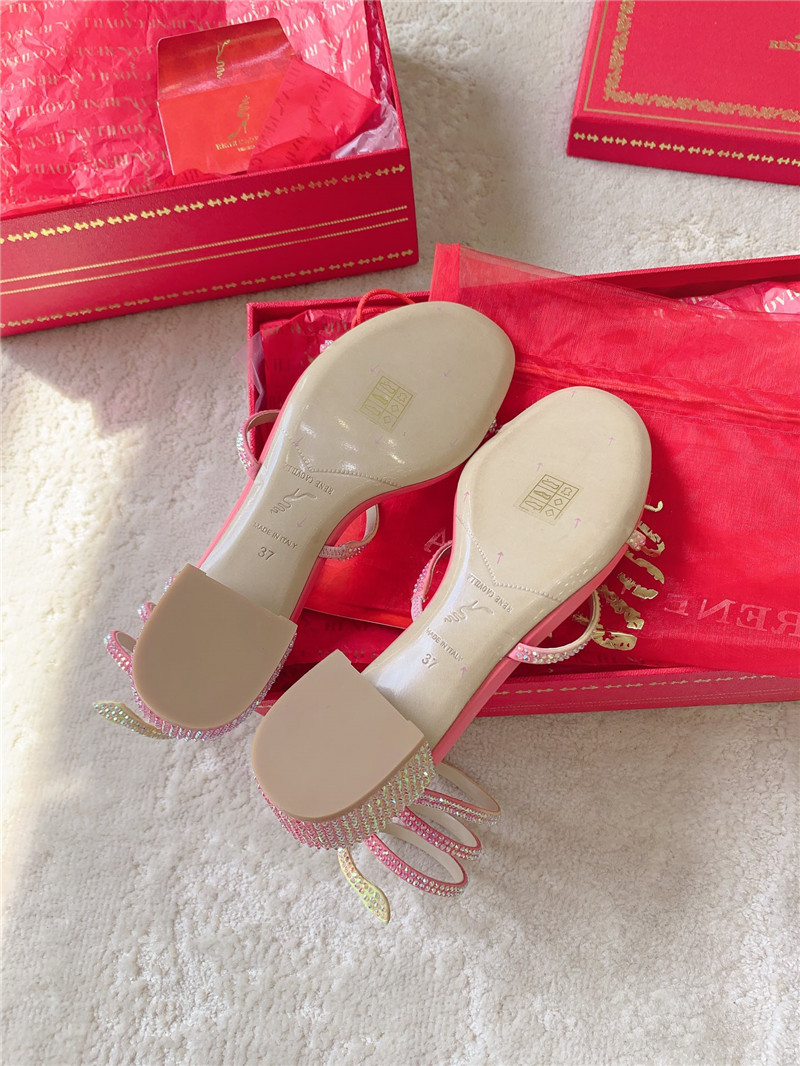 Rene Caovilla Cleo 35mm Crystal-Embellished Sandals in Pink