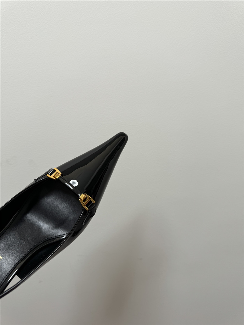 Sa1nt Lau*nt black slingback 50mm patent-leather pumps