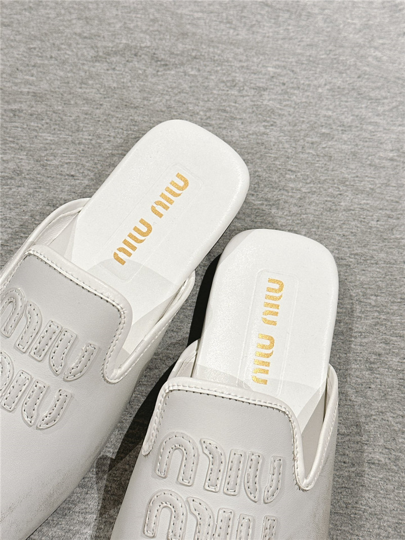 Miu Miu White Covered Flat Mules