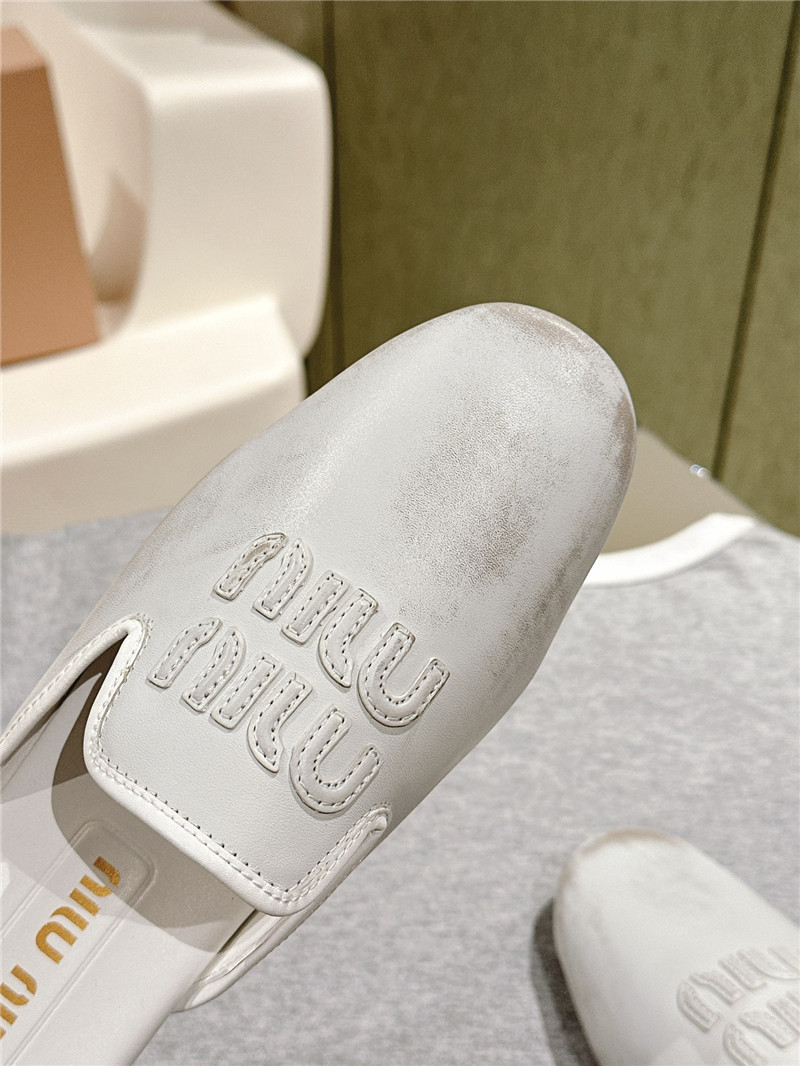 Miu Miu White Covered Flat Mules