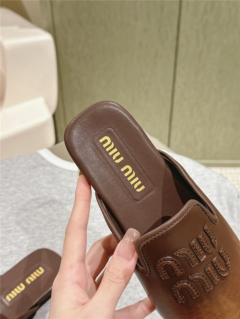 Miu Miu Brown Covered Flat Mules
