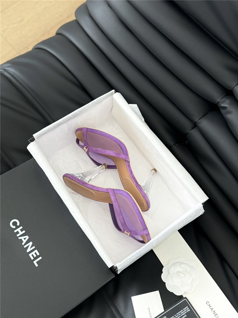 Ch**el mesh grosgrain logo mules purple