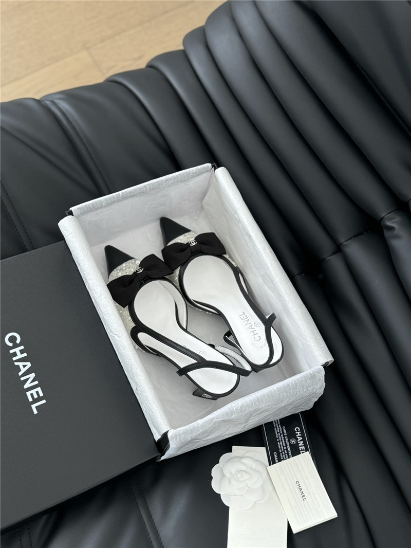Ch**el butterfly knot slingback white