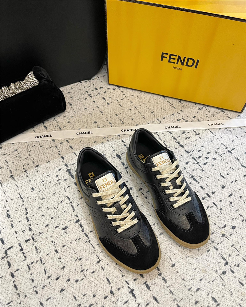 F**di lace-up logo black sneakers