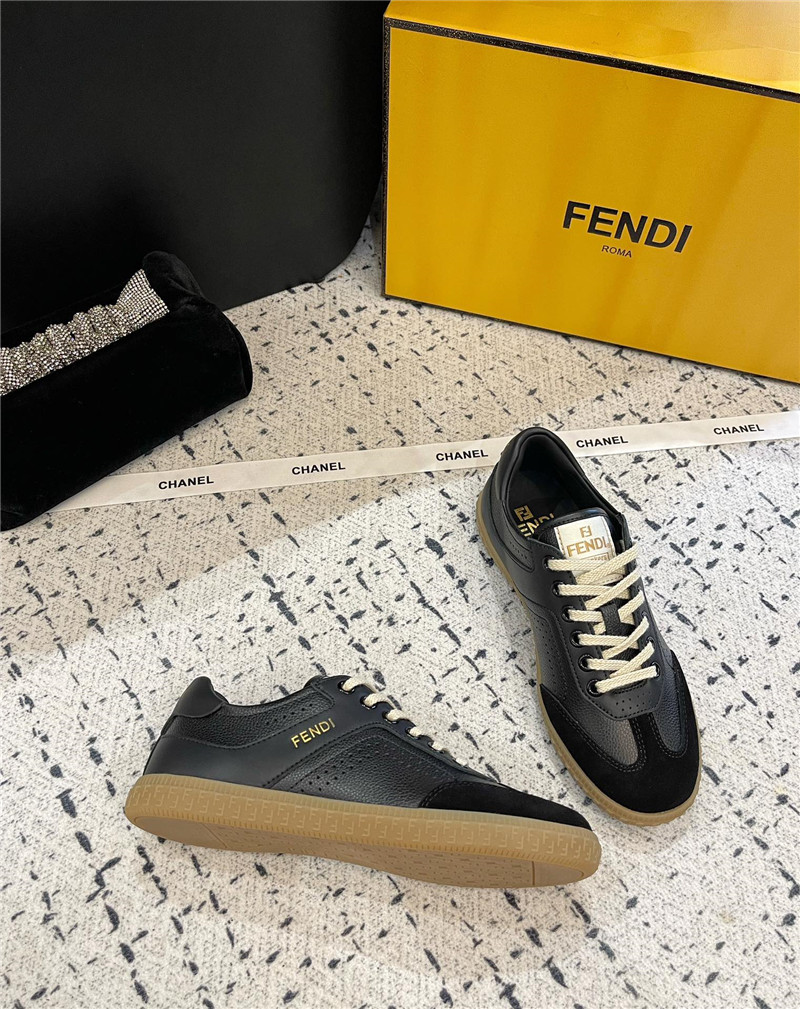 F**di lace-up logo black sneakers