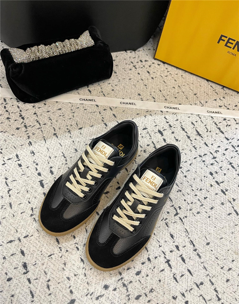 F**di lace-up logo black sneakers