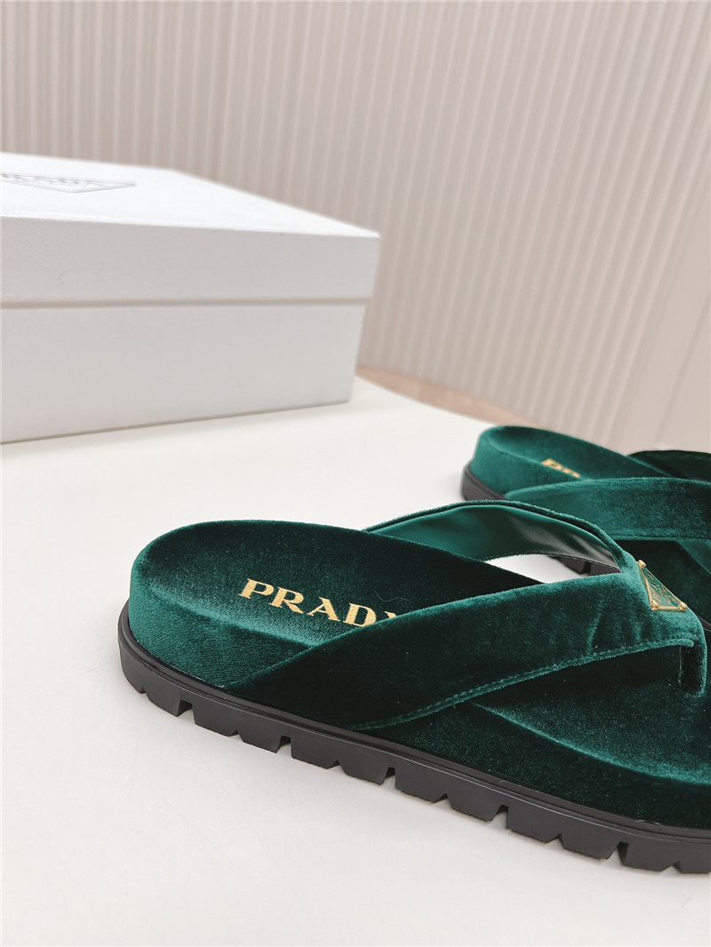 Pra*a velvet thong flip-flops in green