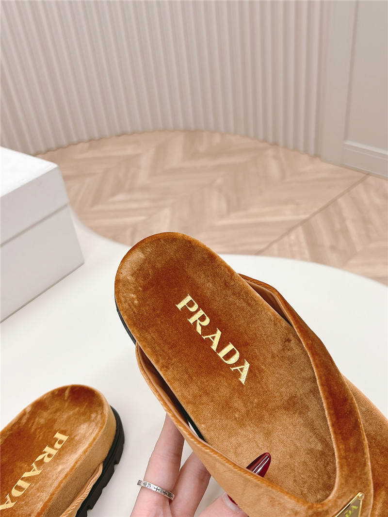 Pra*a velvet thong flip-flops in brown