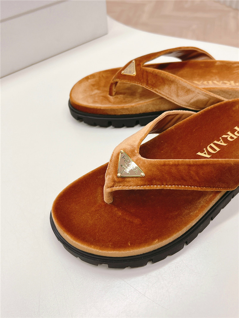 Pra*a velvet thong flip-flops in brown