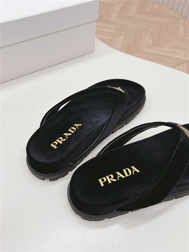 Pra*a velvet thong flip-flops in black