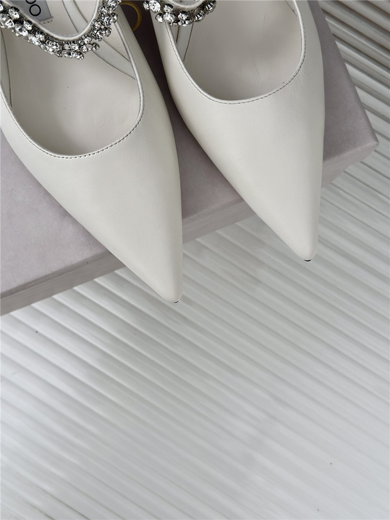 J1m*y Ch00 bing 25 white crystal strap patent leather flats