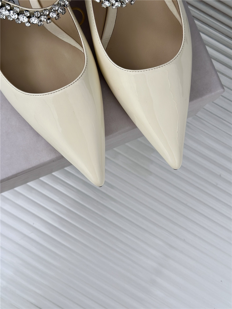 J1m*y Ch00 bing 25 crystal strap patent leather flats