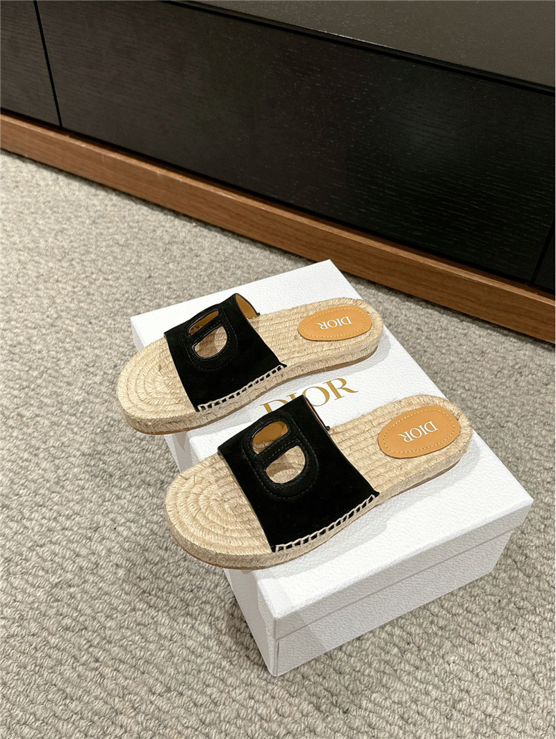 D10r cd suede espadrille slides black