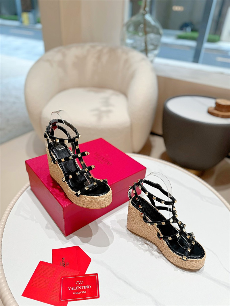 Va1e*ntin0 garavani rockstud wedge sandals