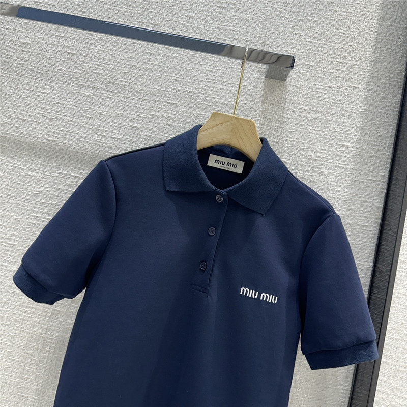 Miu Miu Navy Polo Short-Sleeve Set