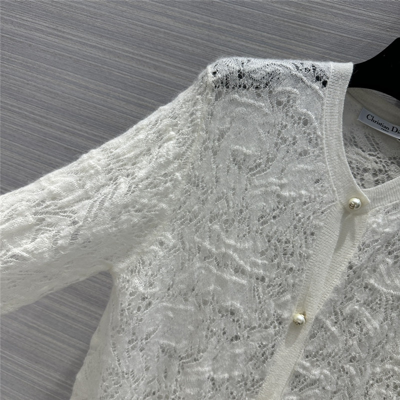 D10r lace knit cardigan in off-white