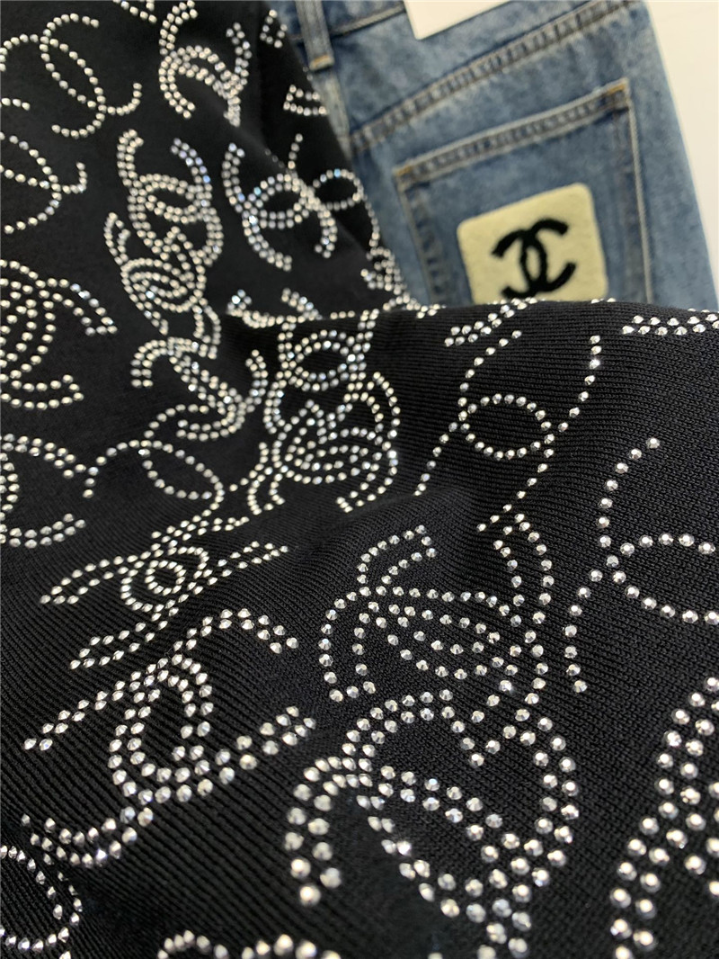 ch**el bright D1am0nd knitted short-sleeved replicas clothes