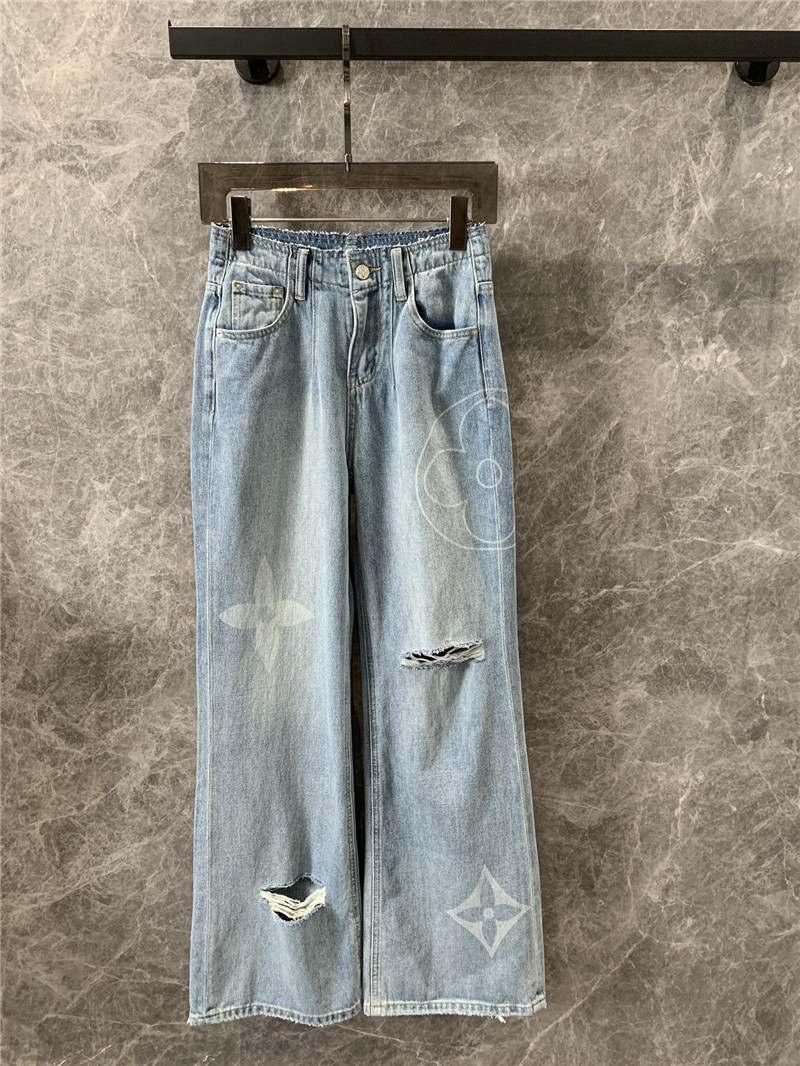 l0vis Vvtt0n lv ripped denim trousers replica clothing