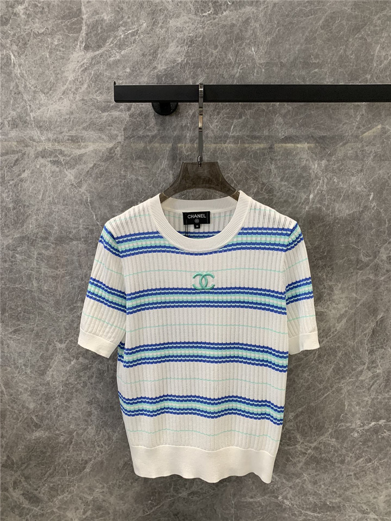 Ch**el short sleeve knitted top designer replica clothes