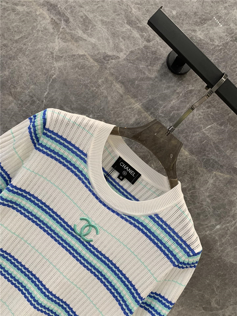 Ch**el short sleeve knitted top designer replica clothes