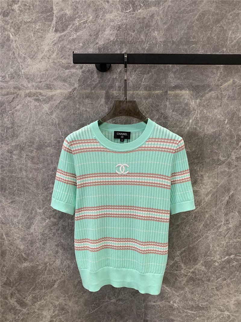 Ch**el short sleeve knitted top designer replica clothes