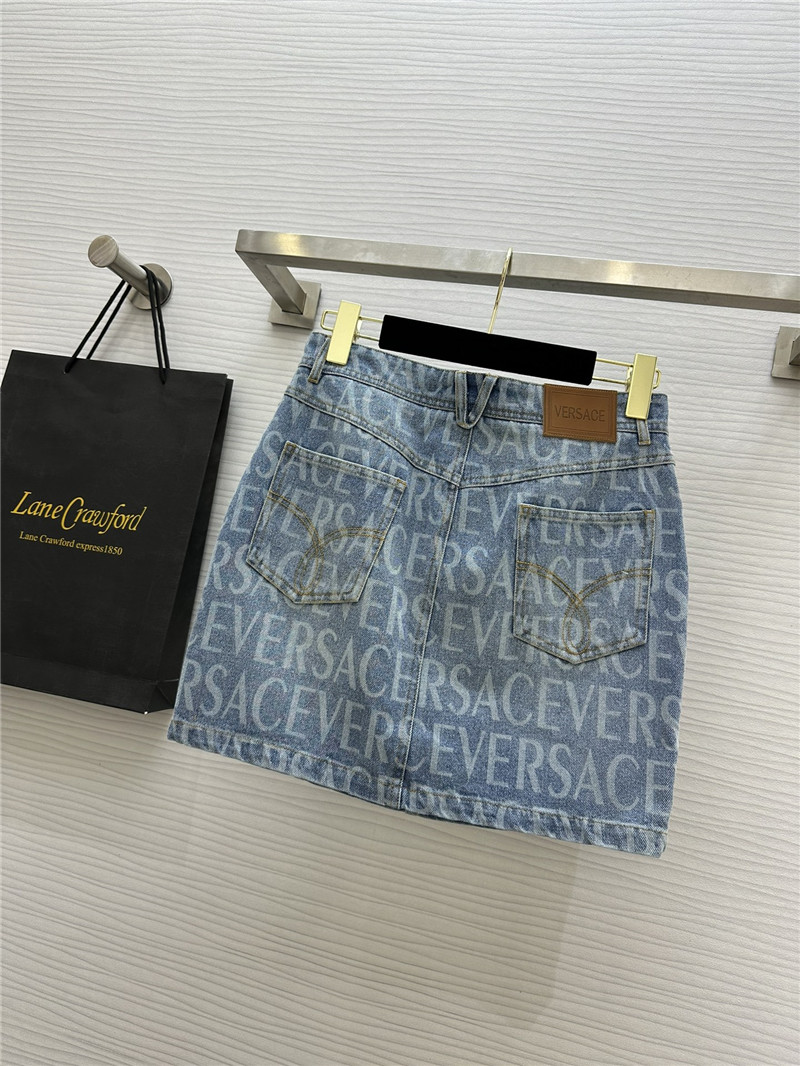 Versace letter print washed denim skirt replica clothes