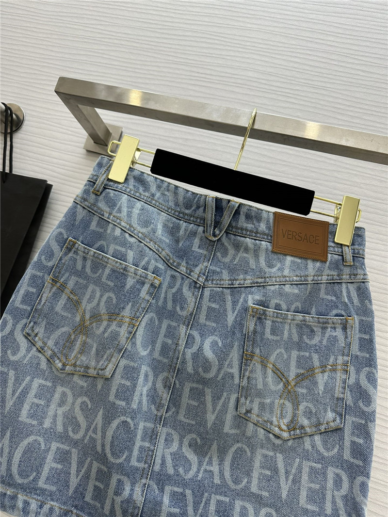 Versace letter print washed denim skirt replica clothes
