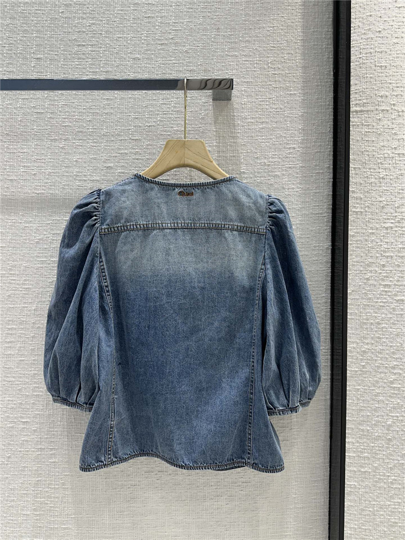 Chloé three-quarter sleeve denim shirt replica clothes
