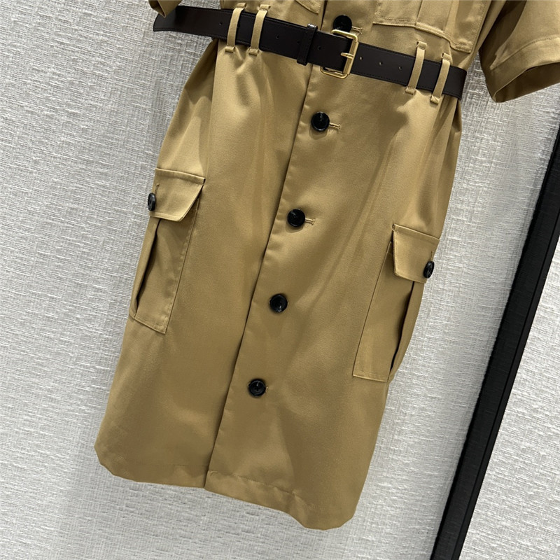 Y51 v-neck multi-pocket khaki cotton work skirt replica clothing
