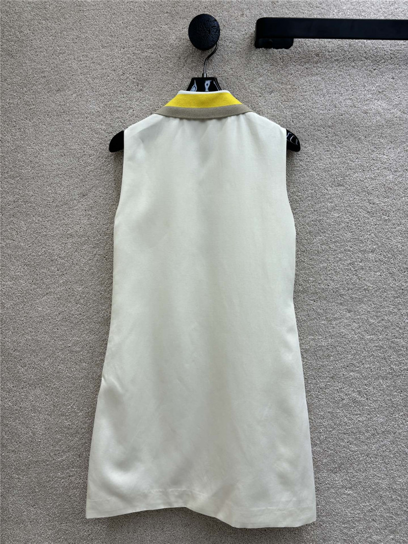 F**di knitted lapel patchwork sleeveless dress replica clothing
