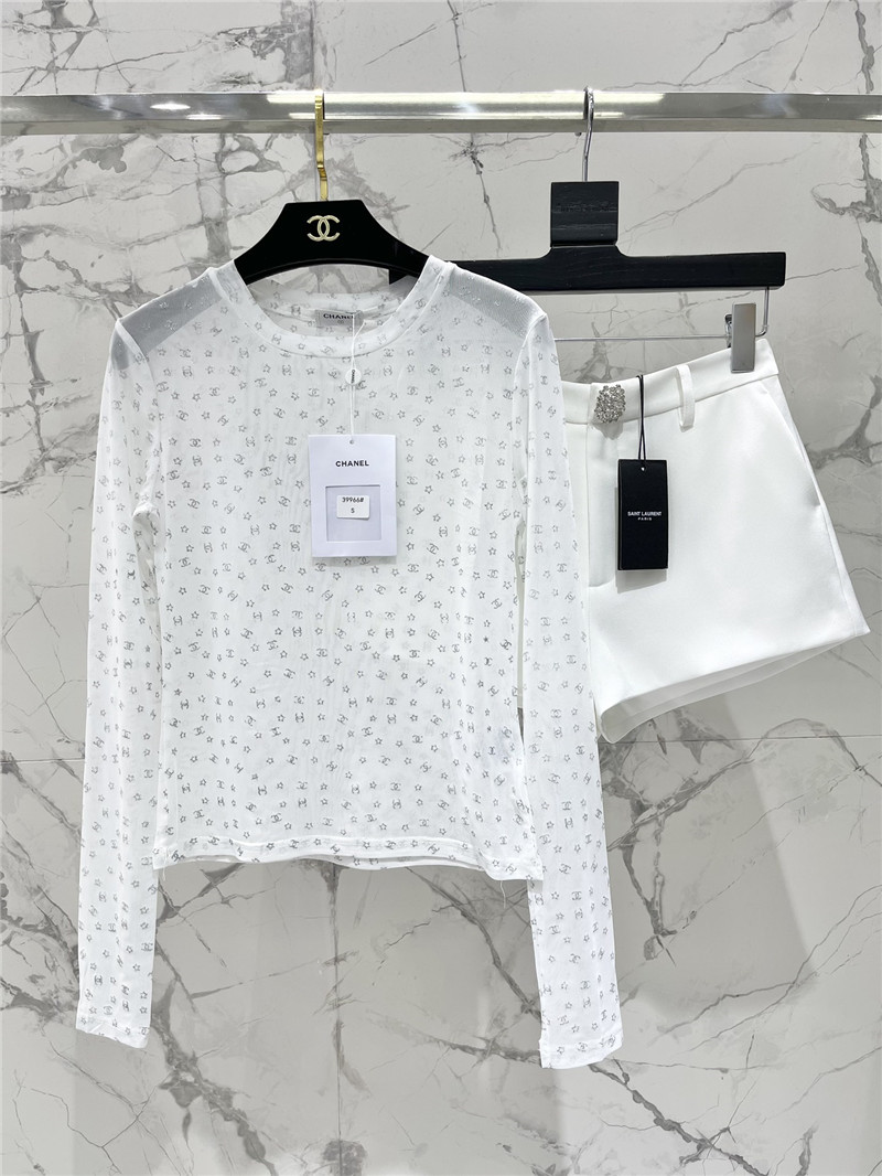 Ch**el xiaoxiang letter mesh top replica designer clothes