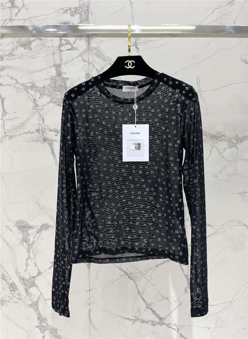 Ch**el xiaoxiang letter mesh top replica designer clothes