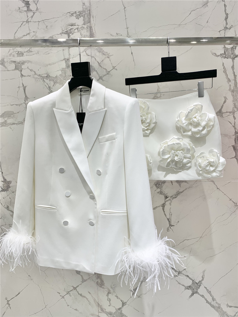 Y51 ostrich feather silhouette suit replica d&g clothing