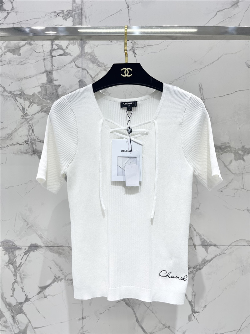 Ch**el three-dimensional cut knitted short-sleeved replica clothes