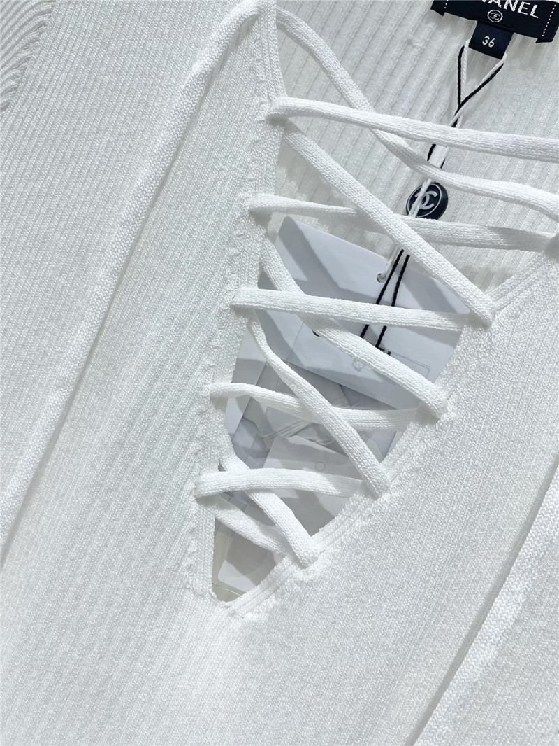 Ch**el three-dimensional cut knitted short-sleeved replica clothes
