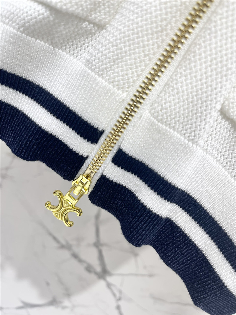 Ce1i*e zip short-sleeve cardigan in white