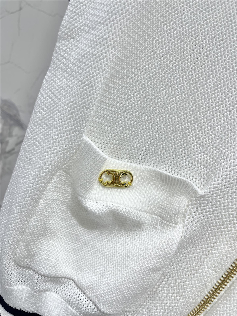 Ce1i*e zip short-sleeve cardigan in white